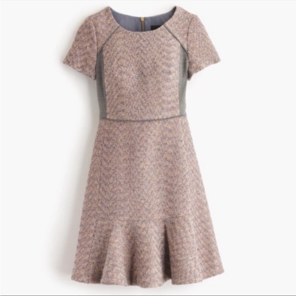 J. CREW gold metallic tweed short sleeve a-line dress 4
